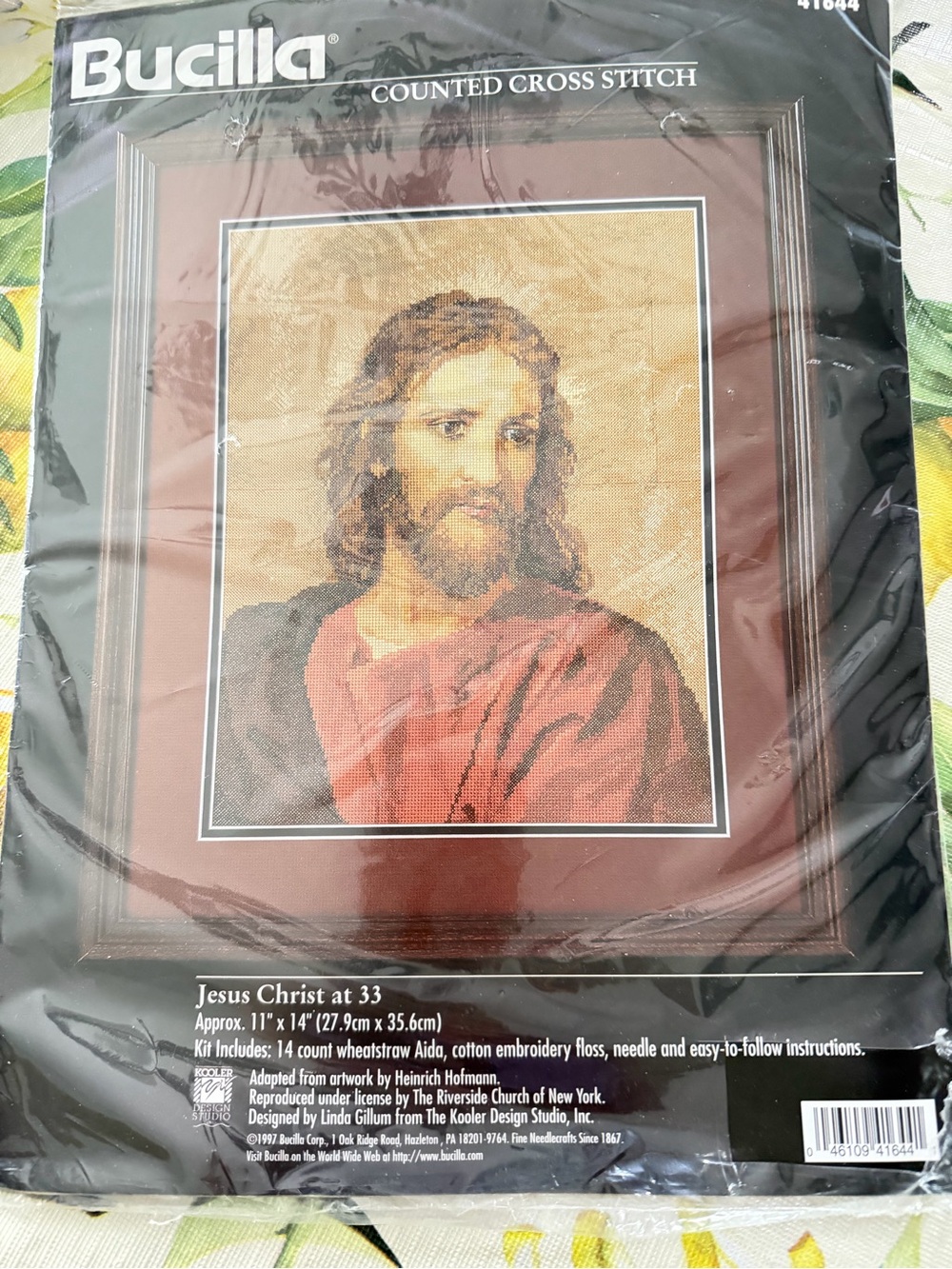 Bucilla Counted Cross Stitch Kit Portrait in Red and Brown Tones